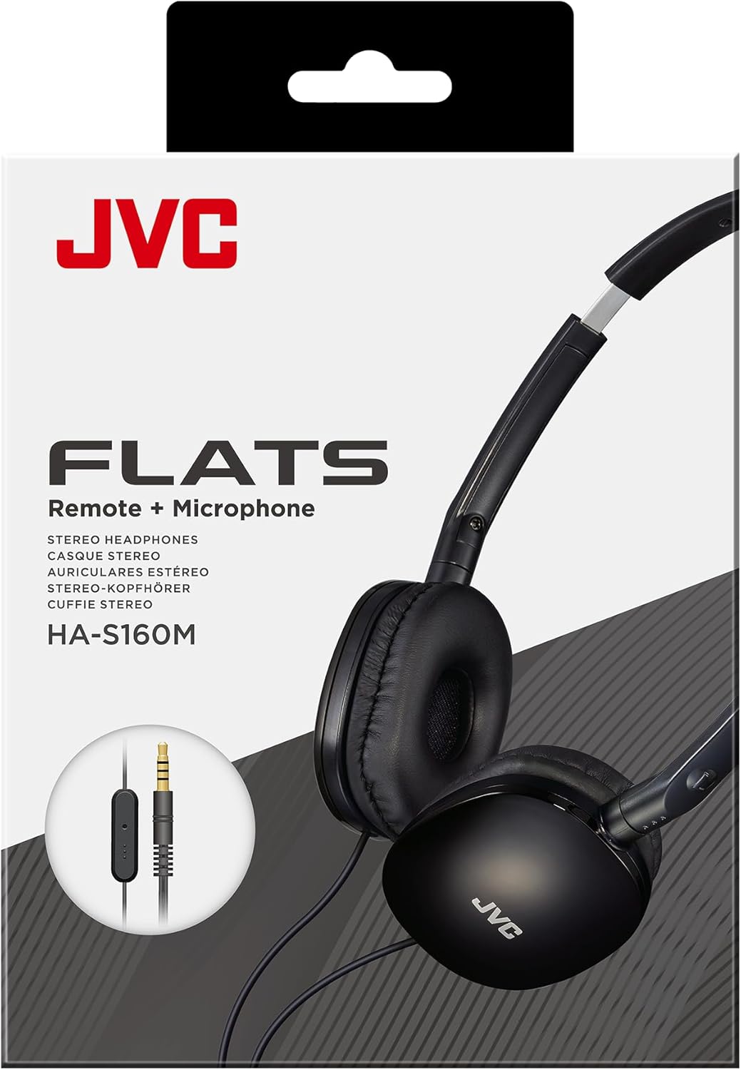 JVC HA-S160M-B Flats Foldable and Compact Headphones in Glossy Trendy Colour, with Switch for Microphone On/Off, Ideal for Teleworking and Online Seminars (Black)-8