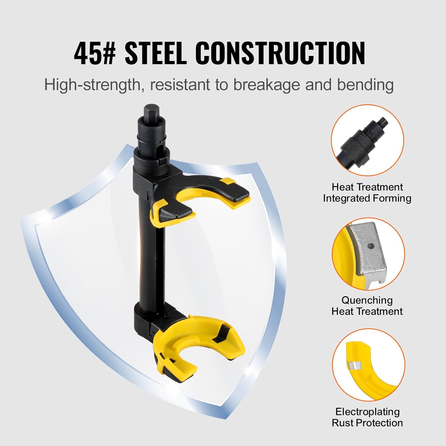 VEVOR Strut Spring Compressor Set, Macpherson Strut Spring Compressor Kit, Interchangeable Fork Strut Coil Extractor Remover Tool, with Yellow Protective Sleeve and Carrying Case-4