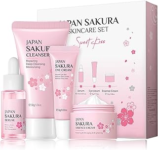 Skincare Set Skin Care for Teenage Girls, Skin Care Sets & Kits,Glowing Beauty Skincare Kit, Teenage Skincare Set Products to Cleanse Natural Sakura Blossom Skincare