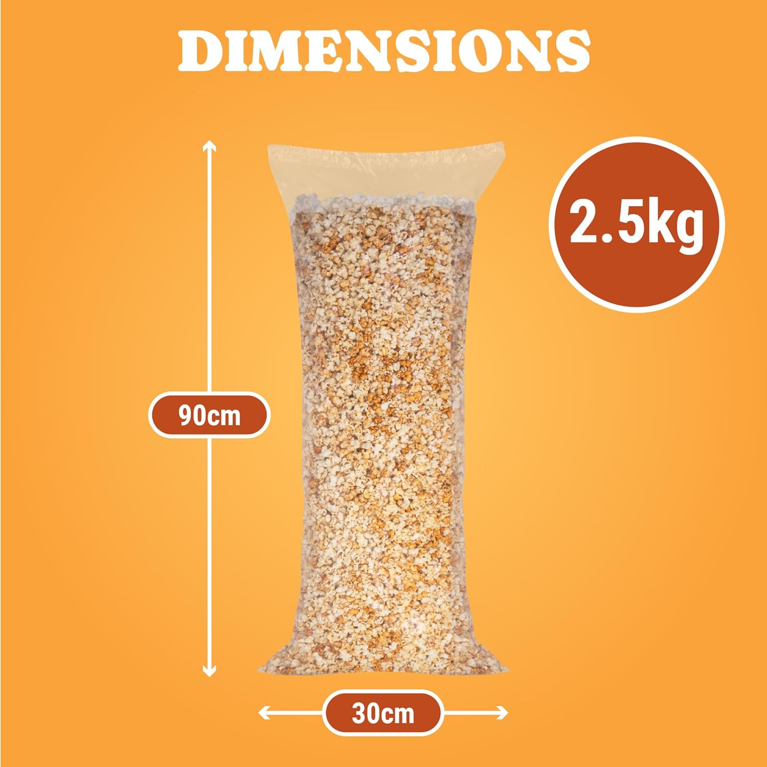 TIRAS Pre-Made Caramel Popcorn - 2.5kg Bag of Bulk Popcorn for Movie Night, Parties, Events, Home - Caramel Popcorn Bulk Bag - Peanut Free, Vegetarian - Pop Corn Large Bag (2.5kg)-5