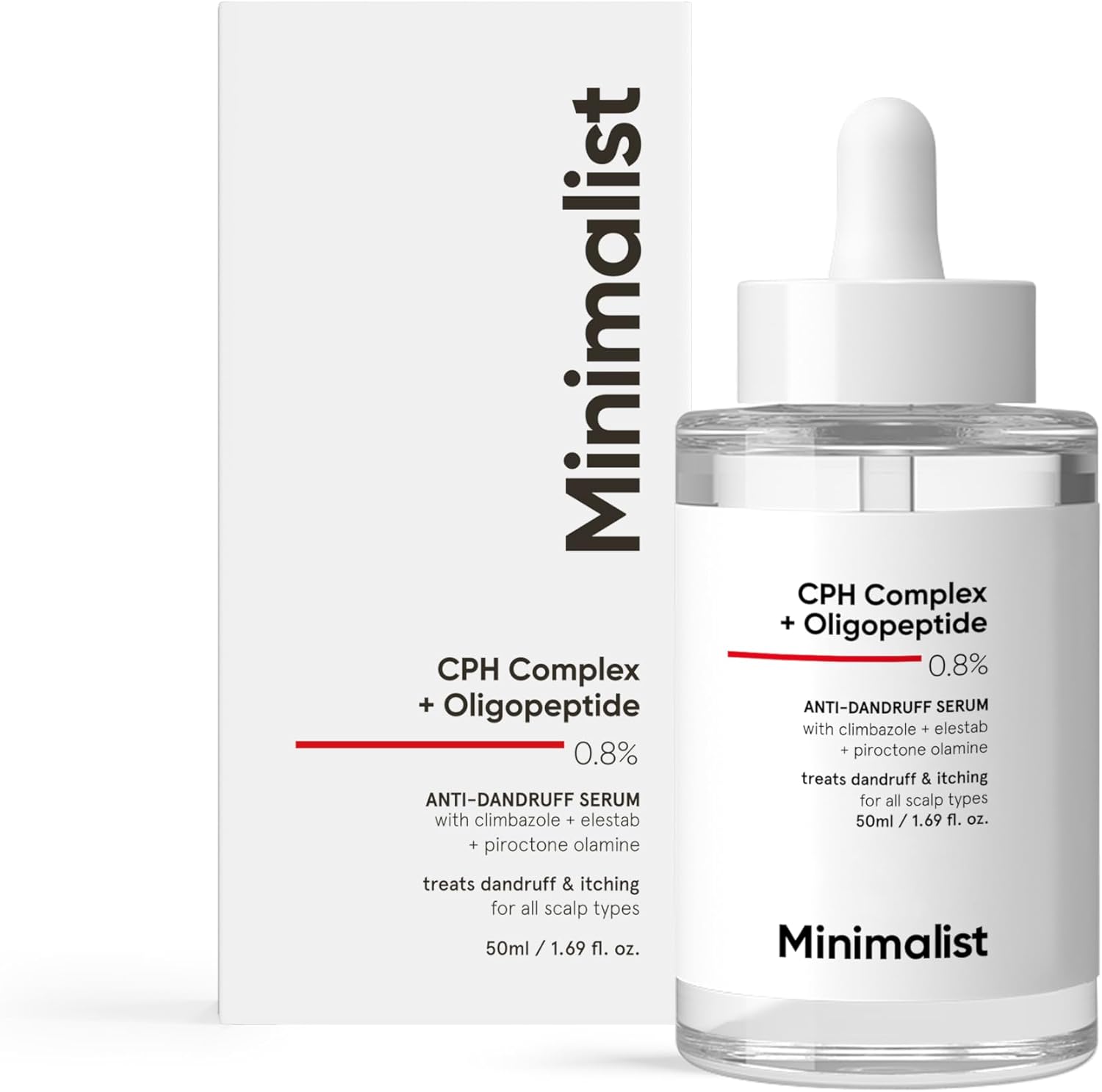 Minimalist Anti-Dandruff Hair Serum for Scalp | Pre Shampoo Treatment with CPH Complex & Oligopeptide 0.8% | With Elestab Advanced Anti Dandruff Molecule | For Women & Men | 50ml-0