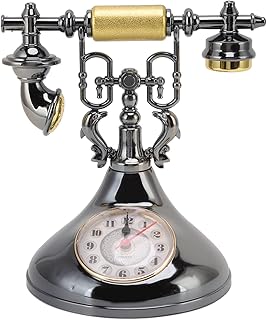 Topyond Retro Telephone Clock, Vintage Telephone Alarm Clock, Unique Elegant Vintage Telephone Alarm Clock Battery Powered for Home Cafe Office(YF020-1)