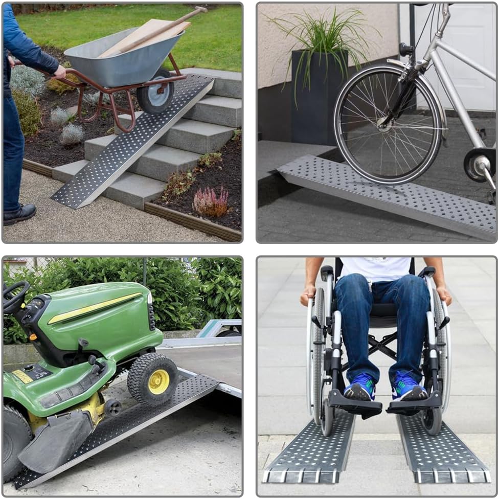 VOUNOT Loading Ramps, 2 Steel Ramps Heavy Duty for Van, Lawnmower, ATV, Quad Motorcycle, 400 kg Max Loading, 160 x 23 x 5 cm-1