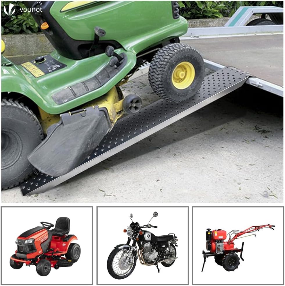 VOUNOT Loading Ramps, 2 Steel Ramps Heavy Duty for Van, Lawnmower, ATV, Quad Motorcycle, 400 kg Max Loading, 160 x 23 x 5 cm-4