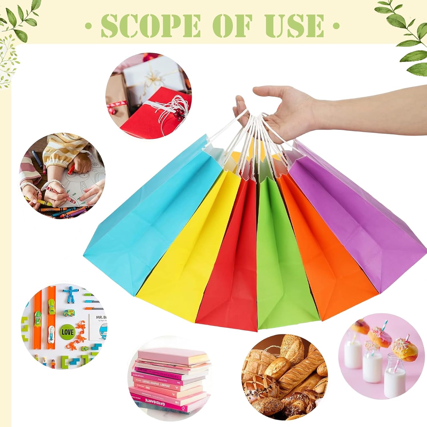 30Pcs Gift Bags Small Colourful Paper Party Bags for Kids Party,Goodie Bags Candy Sweets Bag with Handles,Flat Bottom Kraft Wrapping Paper Bag Party Favour Bags for Present,Christmas Halloween Wedding-2