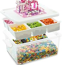 Citylife 16L Storage Boxes with Lids, Plastic Craft storage Box, Removable Tray, Latch Handle, Stackable Storage Box with Compartments for Toy, Tool, Sewing