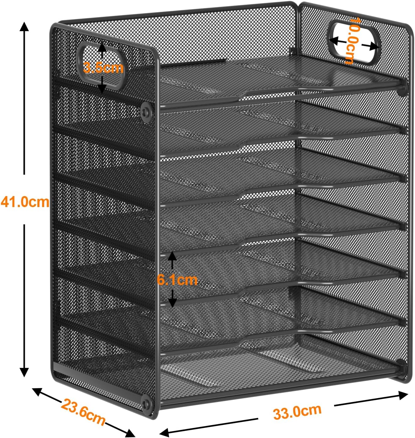 Samstar Desk Organiser with Handle, 7 Tier Letter Tray Paper Organiser File Sorter Rack Shelves for Office/School Supplies, Black-5