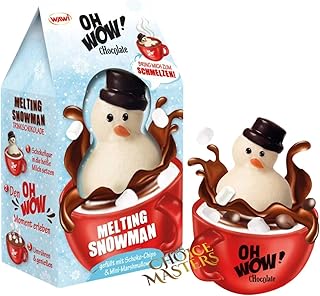 Snowman Hot Chocolate Xmas Gift Box | Melting Snowman Filled with Milk Chocolate Chips and Mini Marshmallows | Great gift for Christmas And Stocking Filler | No Mug - Great For Adult And Children 75 g