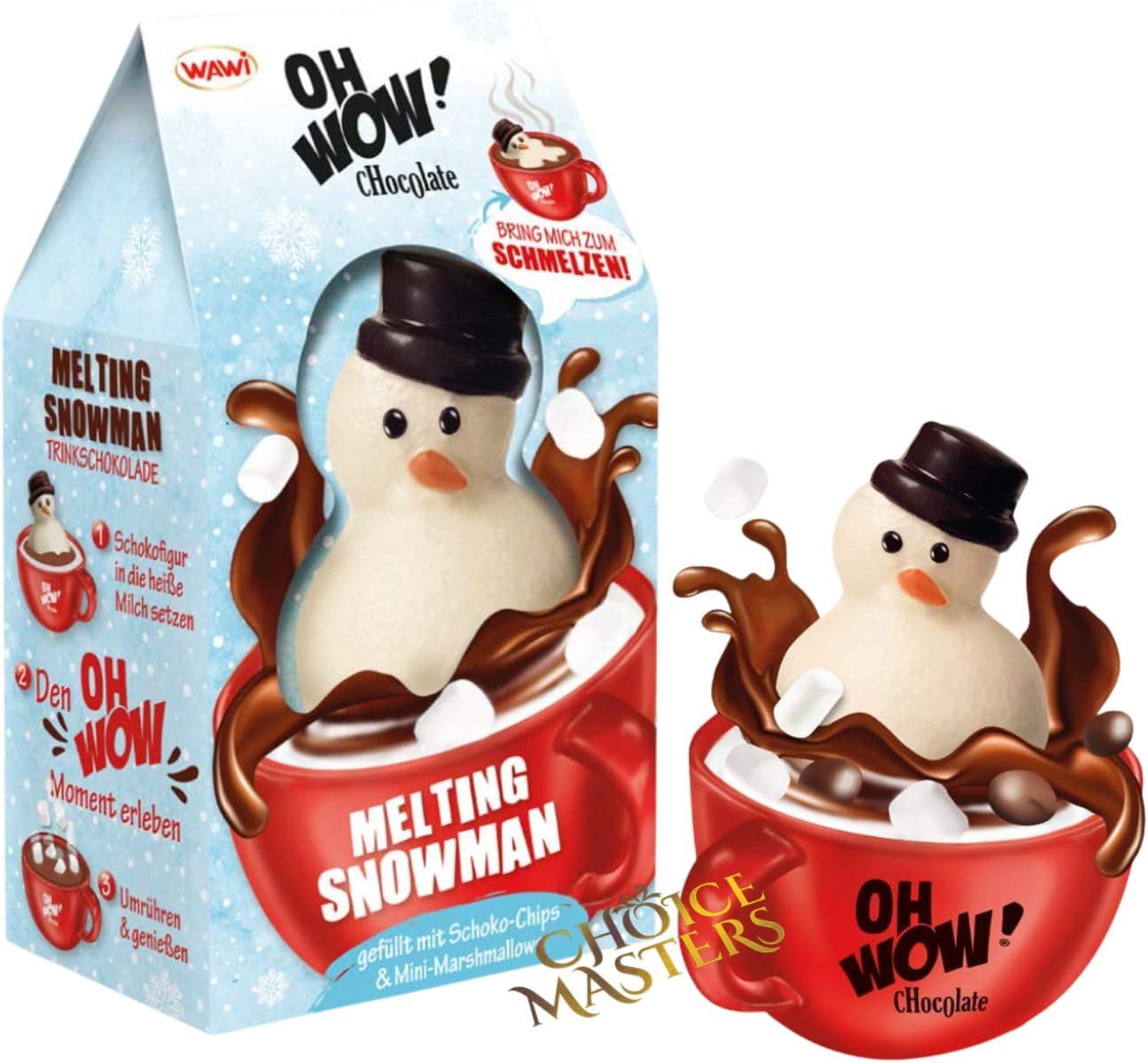 Snowman Hot Chocolate Xmas Gift Box | Melting Snowman Filled with Milk Chocolate Chips and Mini Marshmallows | Great gift for Christmas And Stocking Filler | No Mug - Great For Adult And Children 75 g-0