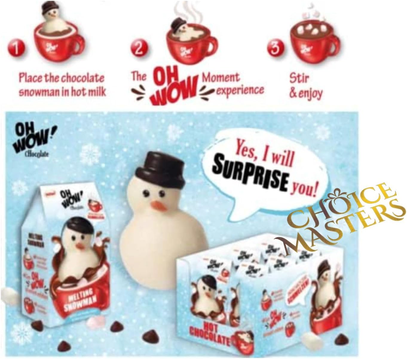 Snowman Hot Chocolate Xmas Gift Box | Melting Snowman Filled with Milk Chocolate Chips and Mini Marshmallows | Great gift for Christmas And Stocking Filler | No Mug - Great For Adult And Children 75 g-1