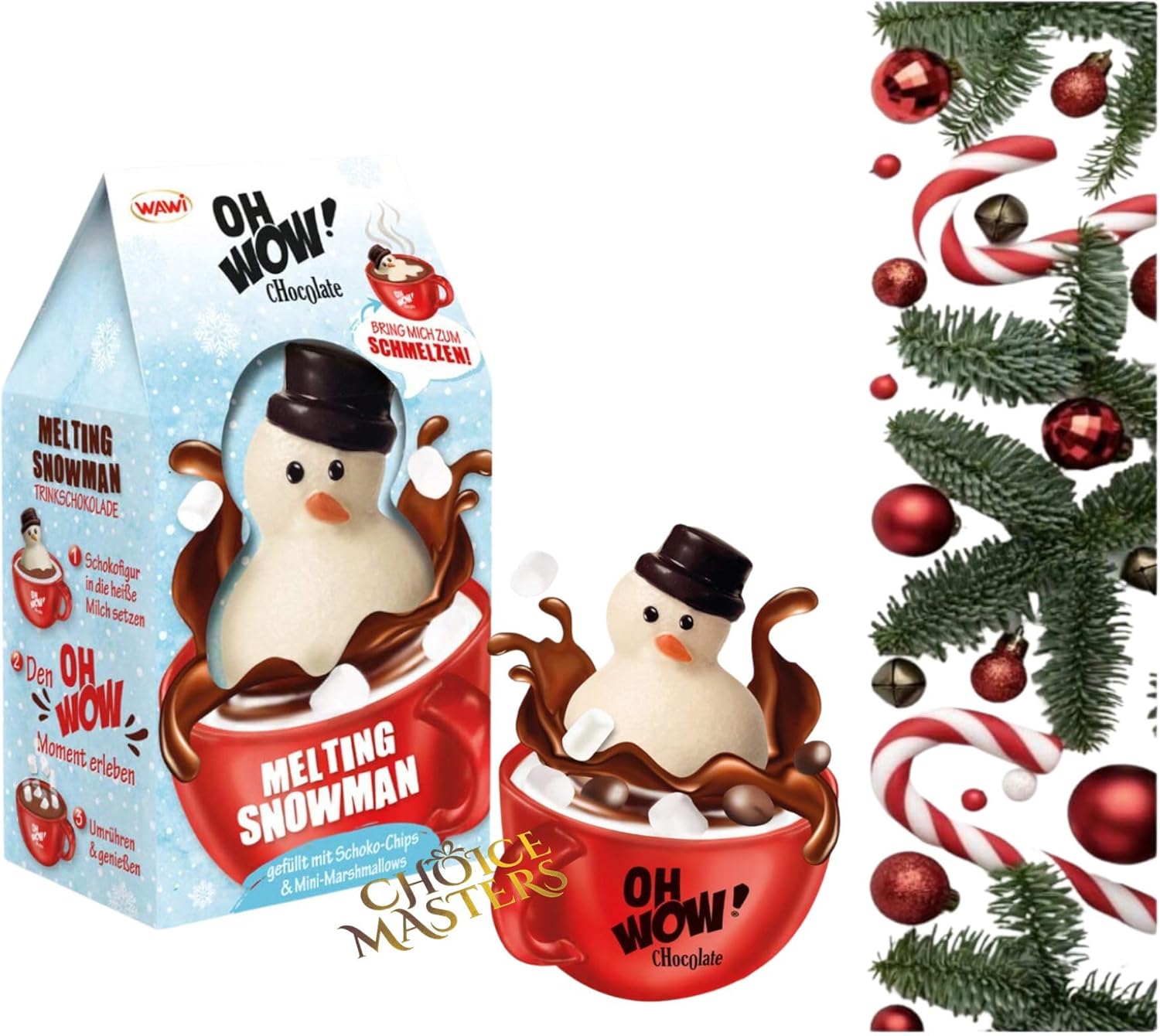 Snowman Hot Chocolate Xmas Gift Box | Melting Snowman Filled with Milk Chocolate Chips and Mini Marshmallows | Great gift for Christmas And Stocking Filler | No Mug - Great For Adult And Children 75 g-5