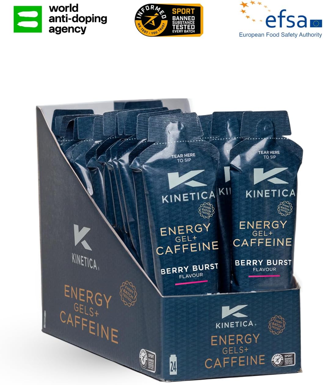 Kinetica Quick Release Energy Caffeine Gels 24 x 70g, Berry Flavour with 105mg Caffeine-6