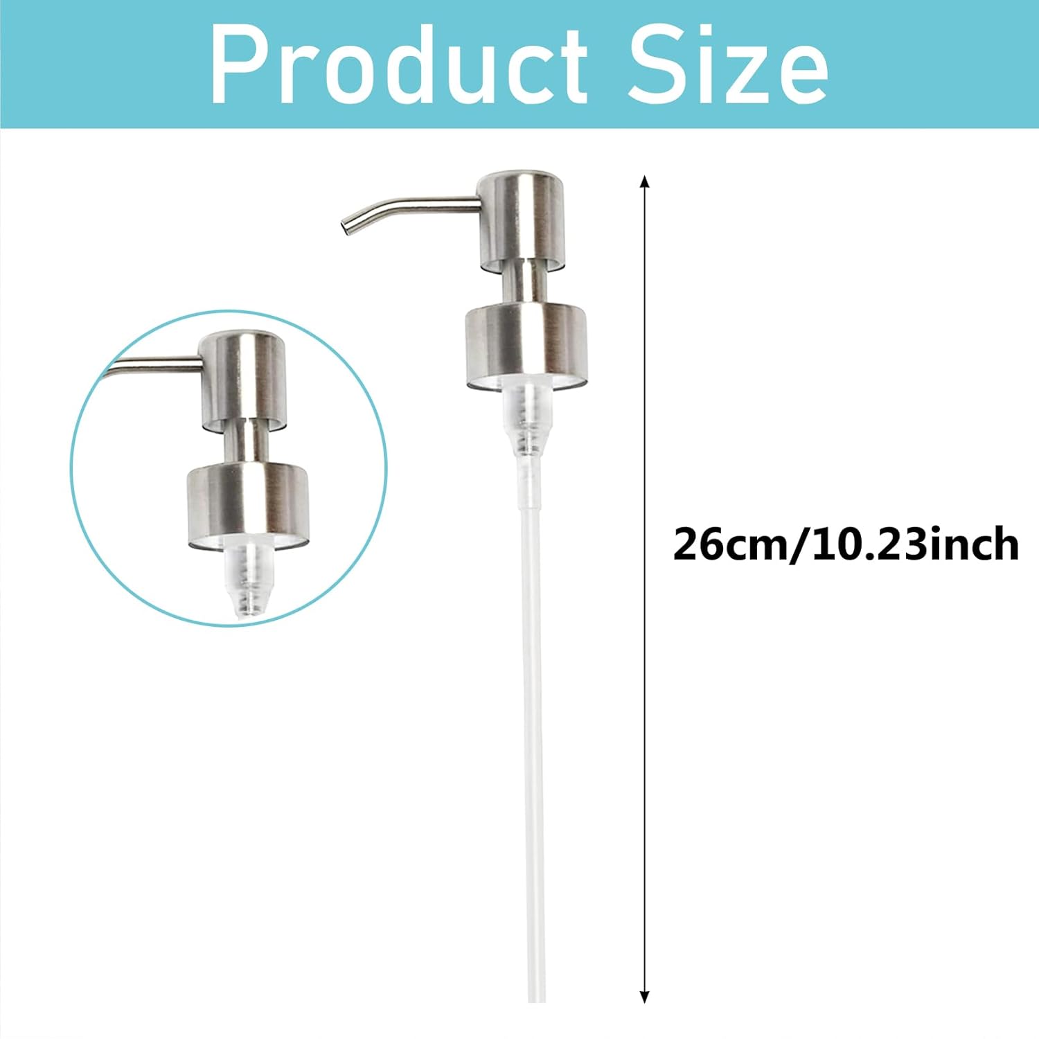 2 Pcs Pump Dispenser,Liquid Soap And Lotion Dispenser Pump Replacement,Stainless Steel Soap Dispenser Pump for Standard 28/400 (26 mm - 28mm) Neck Size for Kitchen Bathroom (Silver)-1