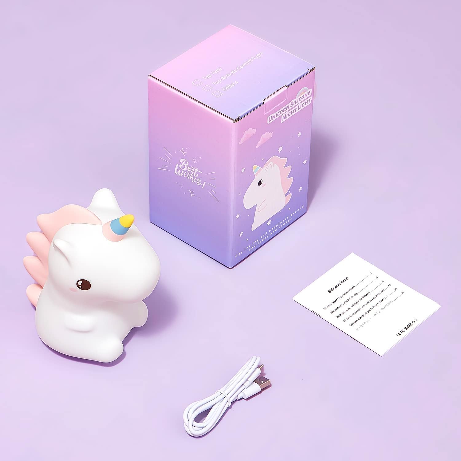 Unicorn Night Light Kids Unicorn Gifts for Girls, 16 Colours+Remote Control Baby Night Light Newborn Night Lamp, Battery Night Light Baby Girl Gift, Kids Night Light Bedroom, Kawaii Cute Room Decor-6