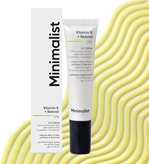 Minimalist Vitamin K + Retinal 01% Under Eye Cream | Reduces Dark Circles, Fine Lines | With Caffeine for Puffiness | For Women & Men | 14 gm