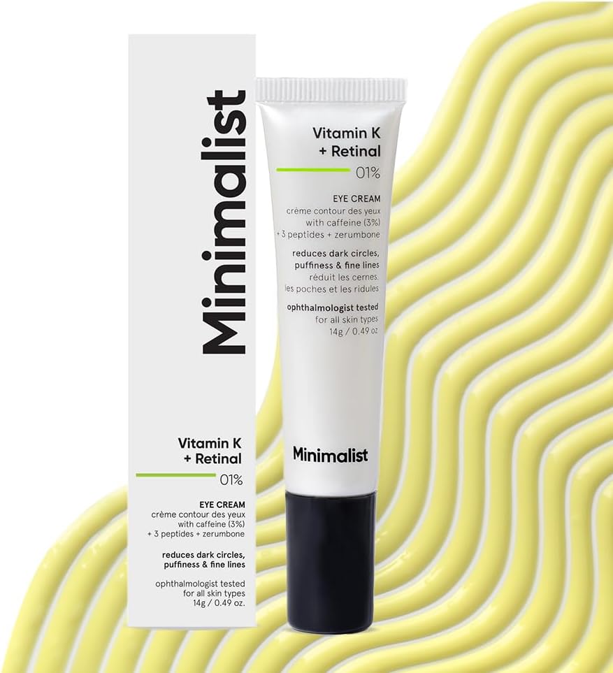 Minimalist Vitamin K + Retinal 01% Under Eye Cream | Reduces Dark Circles, Fine Lines | With Caffeine for Puffiness | For Women & Men | 14 gm-0