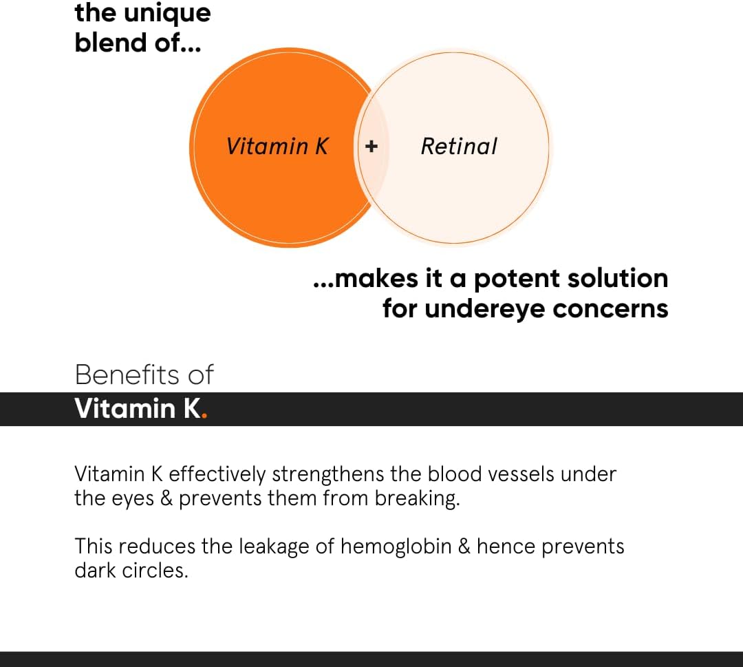 Minimalist Vitamin K + Retinal 01% Under Eye Cream | Reduces Dark Circles, Fine Lines | With Caffeine for Puffiness | For Women & Men | 14 gm-1