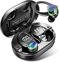 Wireless Earbuds, Bluetooth 5.3 Headphones with 4 ENC Noise Canceling Mic, 50H Playtime Stereo Wireless Earphones with LED Display, Over Ear Buds with Earhooks, IP7 Waterproof for Sport/Running/Gym