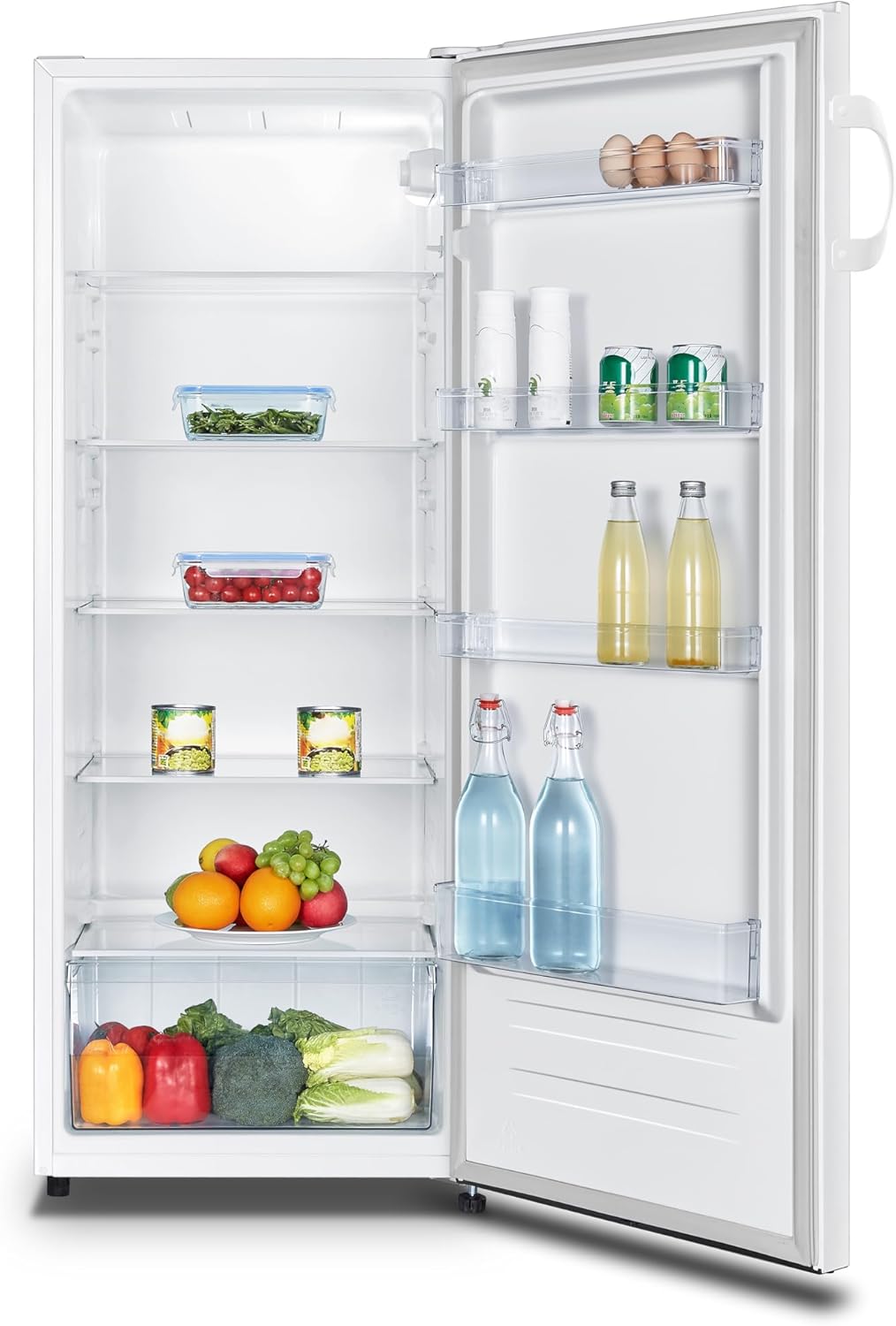 Fridgemaster MTL55242E Freestanding Upright Larder Fridge, Reversible Door, 242 Litre, 55cm width, White, E rated-2