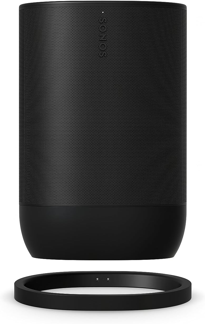 Sonos Move 2 | Wireless Portable Speaker with WiFi, Bluetooth, Amazon Alexa, 24-Hour Battery Life, Wireless Charging Base - Black-1