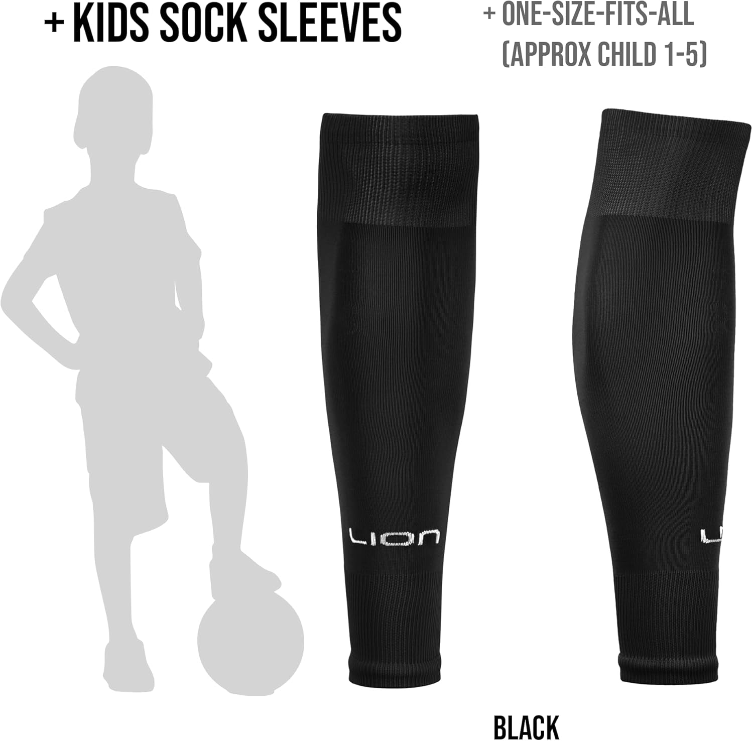 LION SPORTSWEAR Kids/Youth Football Sock Sleeves To Accompany Grip Socks - Fits Over Calf/Shin Pads - Variety Of Colors To Match Your Team Kit-2