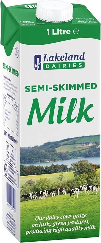 Lakeland Dairies Semi-Skimmed Milk | 12 Pack of 1Ltr l | Long Life | Delicious & High in Protein-0