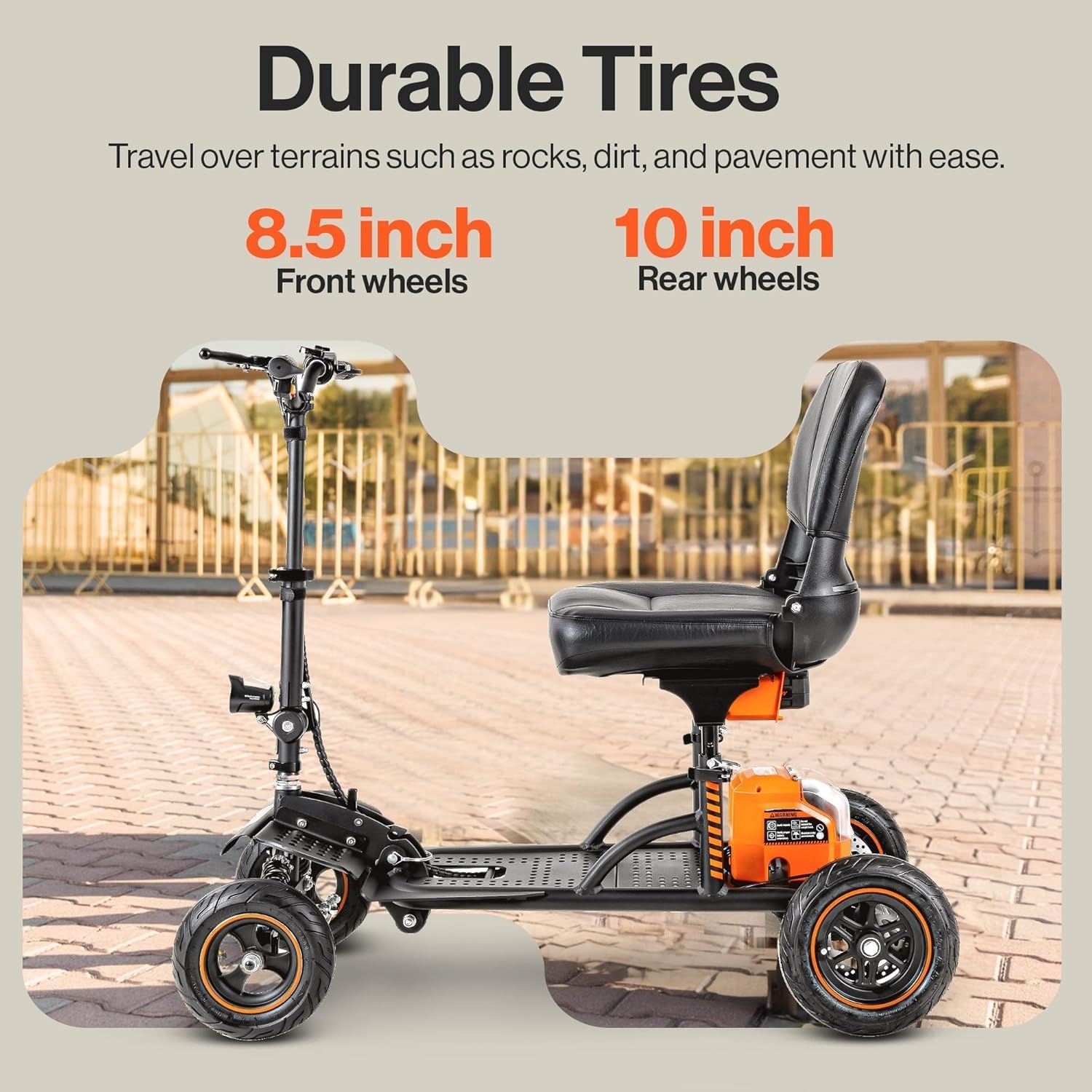 SuperHandy Portable Mobility Scooter Explorer – 4 Wheels, 500W Brushless Motor, Removable Battery, 159kg Capacity, 8km/h Top Speed, Lightweight Aluminum 21.8kg Frame [Patent Pending]-2