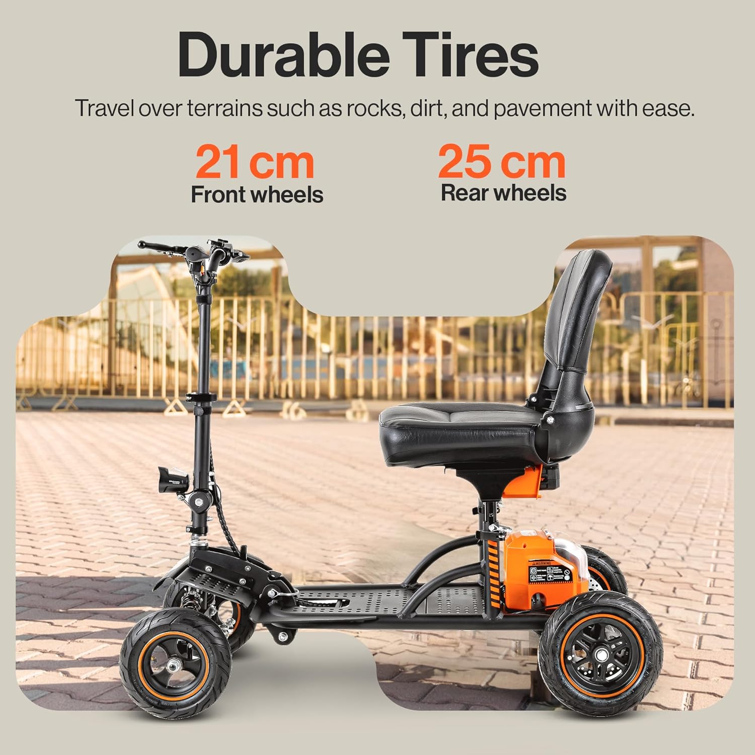 SuperHandy Portable Mobility Scooter Explorer – 4 Wheels, 500W Brushless Motor, Removable Battery, 159kg Capacity, 8km/h Top Speed, Lightweight Aluminum 21.8kg Frame [Patent Pending]-6