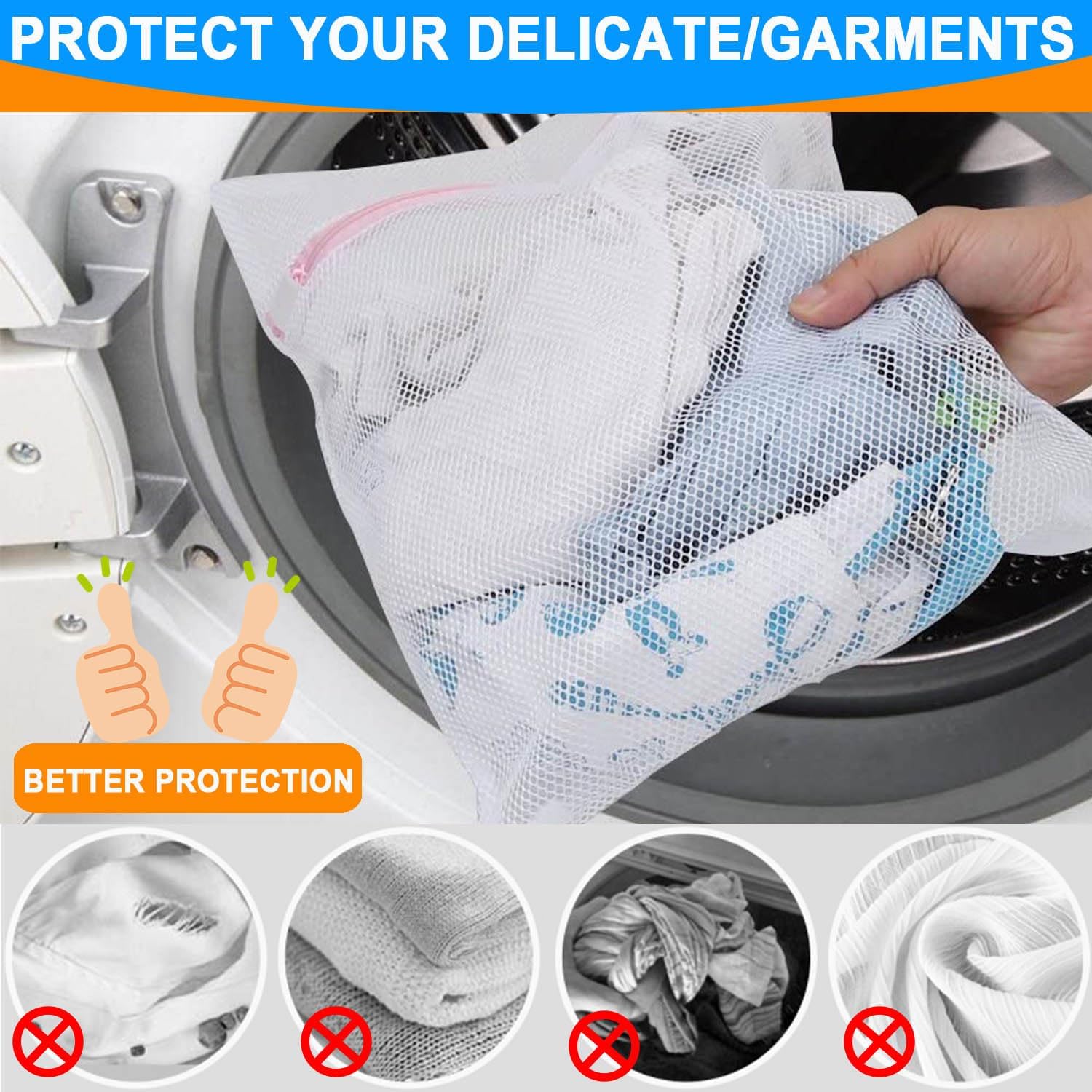 Mesh Laundry Bags, 3Pack Washing Machine Wash Bags, Reusable and Durable Mesh Wash Bags for Delicates Blouse, Hosiery, Underwear, Bra, Lingerie Baby Clothes-1