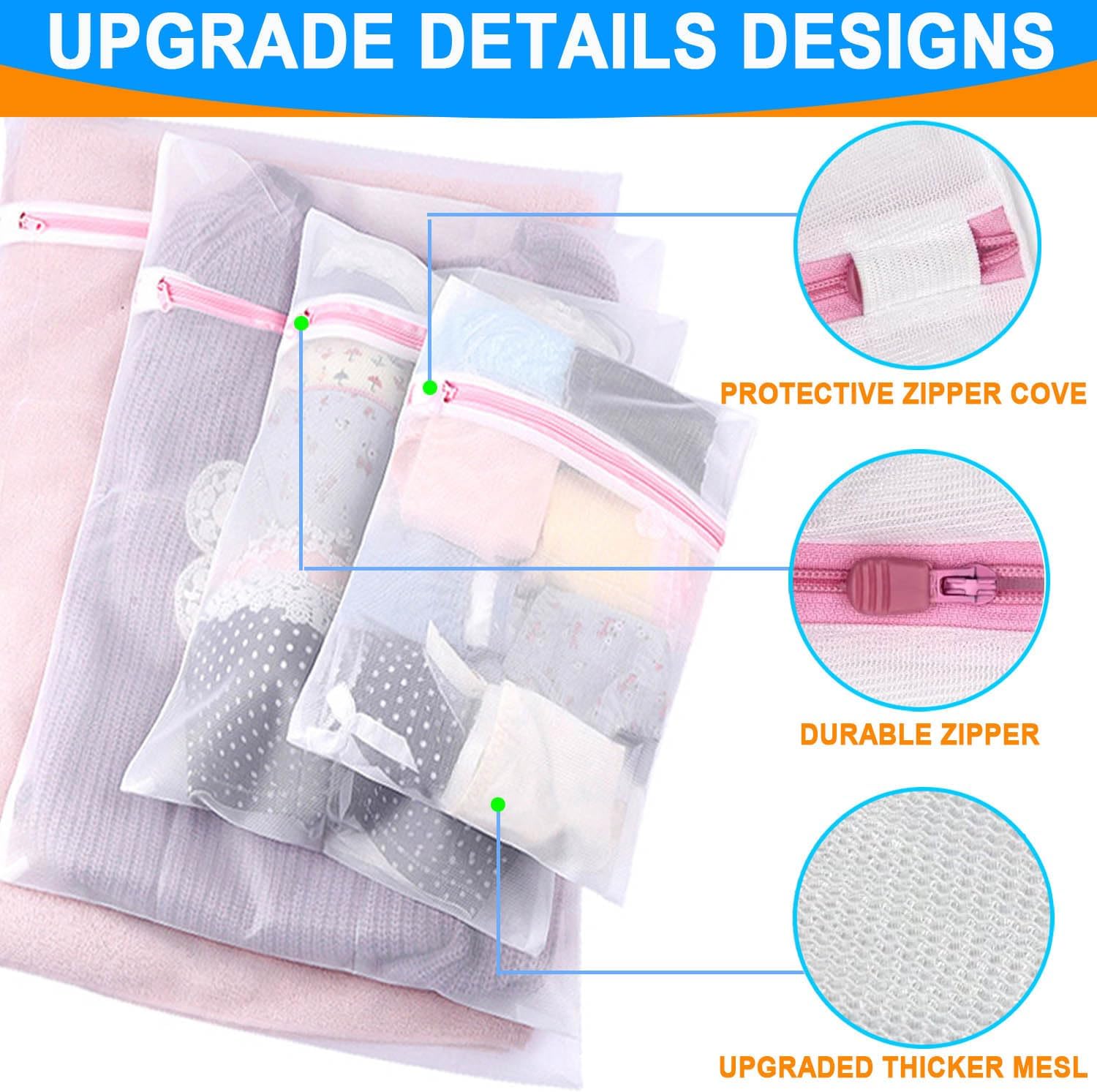 Mesh Laundry Bags, 3Pack Washing Machine Wash Bags, Reusable and Durable Mesh Wash Bags for Delicates Blouse, Hosiery, Underwear, Bra, Lingerie Baby Clothes-3