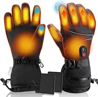 Jalann Heated Gloves for Men Women, Rechargeable Electric Heating Gloves 6000mAh Battery Powered, Lasts 6 Hours, 3 Heating Levels, Waterproof Touchscreen Hand Warmer for Hiking Skiing Cycling Ice Fishing