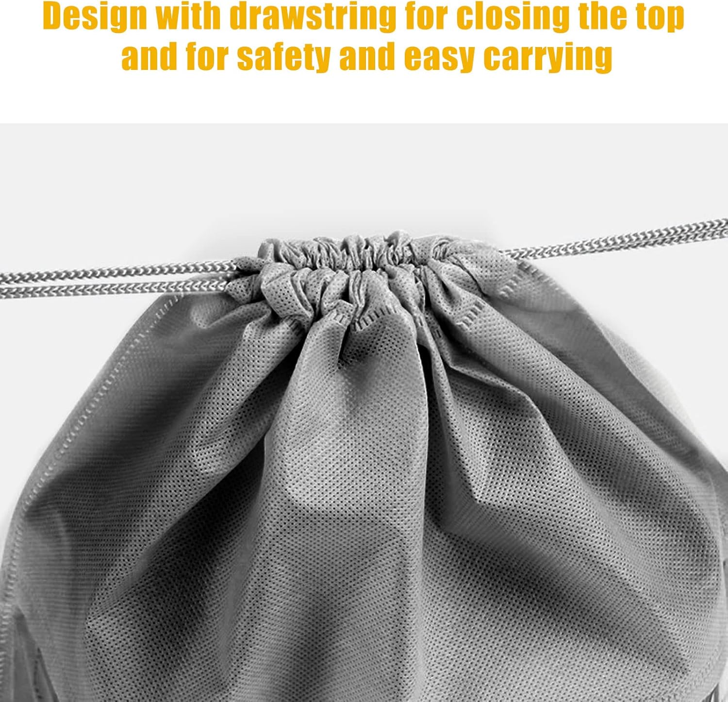 18Pcs Large Dust Cover Storage Bags, 3 Sizes Drawstring Breathable Bags for Handbags, Non-Woven Fabric Dustproof Clear Window Handbag Storage Organizer (Grey)-6