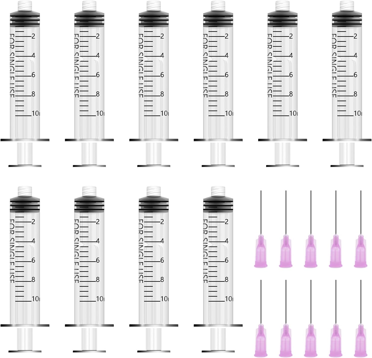 10Pcs Syringe 10ml, Syringe With Needle, Plastic Syringe, Reusable Fodder Syringes, Collection Syringe, Ink Filling Syringe, Syringes For Lab, Glue, Industrial, Scientific Labs-0