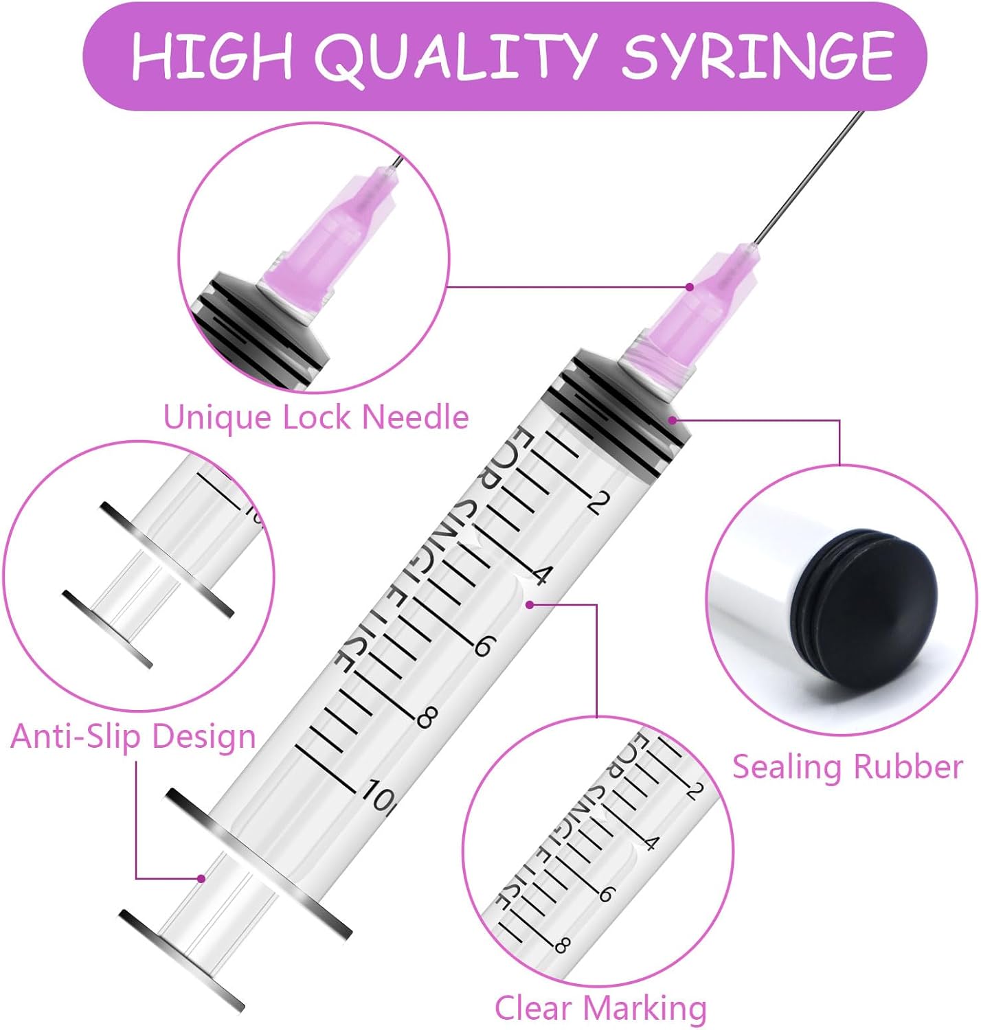 10Pcs Syringe 10ml, Syringe With Needle, Plastic Syringe, Reusable Fodder Syringes, Collection Syringe, Ink Filling Syringe, Syringes For Lab, Glue, Industrial, Scientific Labs-2