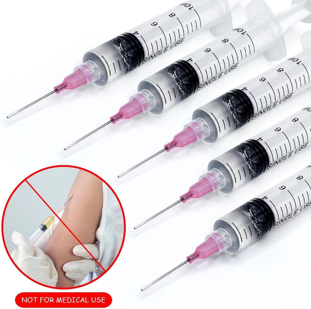 10Pcs Syringe 10ml, Syringe With Needle, Plastic Syringe, Reusable Fodder Syringes, Collection Syringe, Ink Filling Syringe, Syringes For Lab, Glue, Industrial, Scientific Labs-3