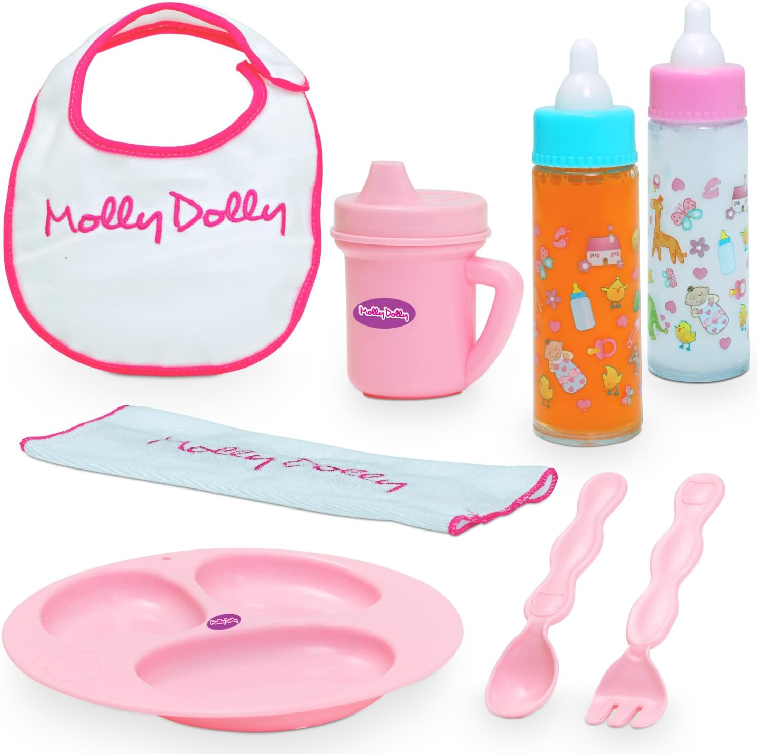 Molly Dolly Baby Doll Accessories Set - Baby Accessories For Dolls - Baby Dolls Changing Bag With 25 Toy Baby Accessories Including Feeding Set-3