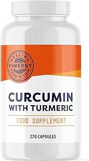 Vimergy Curcumin with Turmeric Capsules – Curcumin & Turmeric Herbal Supplements – Liquid Filled Turmeric Capsule – Vegan Curcumin & Turmeric Capsules – Non-GMO & Gluten-Free (270 Capsules)