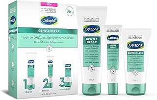 Cetaphil Gentle Clear Blemish Control 3-Step Routine Skincare Kit with Salicylic Acid, Face Cleanser 124ml + Serum 30ml + Moisturiser 89ml