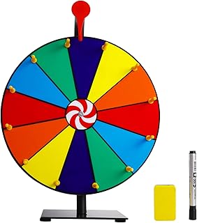 Tcatec 12 Inch Spinning Prize Wheel 12 Slots Heavy Duty Tabletop Roulette Spinner with Dry Erase Markers and Eraser, Fortune Spinning the Wheel for Carnival, Trade Show, Spinning Game Party Pub