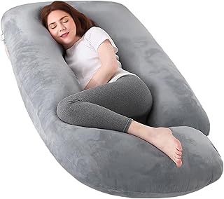 Vmglgig Pregnancy Pillow, J Shaped Full Body Pillow, Nursing Pillow Pregnancy Pillows for Sleeping, Support, Maternity Pillow Breastfeeding Pillows with Removable and Washable Cover(Light Gery)