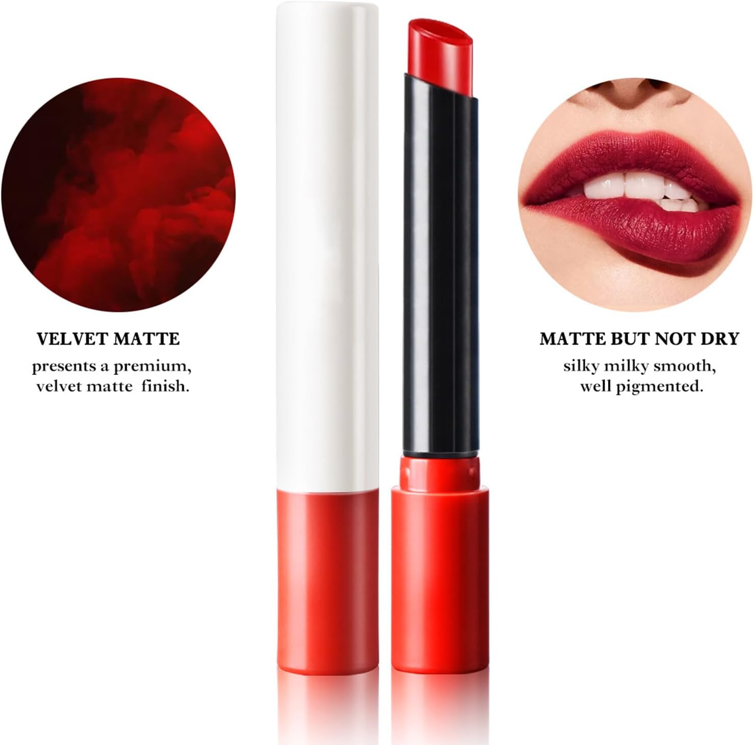 Lipstick Sets, Semi-matte Long Lasting Lipstick Moisturizing Lip Stick, 4 Pcs Red Pink Smoke Tube Highly Pigmented Smooth Lipsticks No Easily Fade Lipsticks For Women & Girls-2