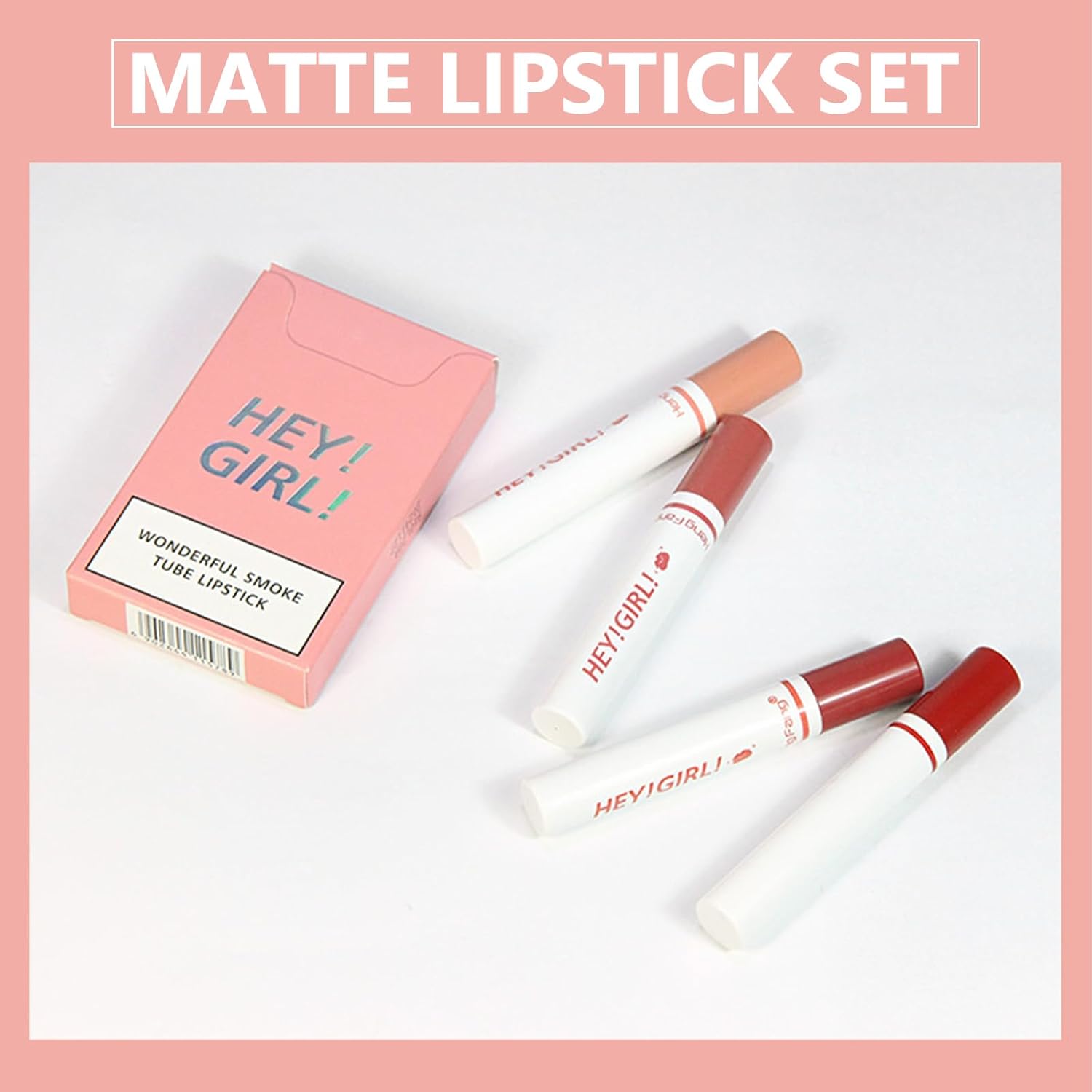 Lipstick Sets, Semi-matte Long Lasting Lipstick Moisturizing Lip Stick, 4 Pcs Red Pink Smoke Tube Highly Pigmented Smooth Lipsticks No Easily Fade Lipsticks For Women & Girls-8