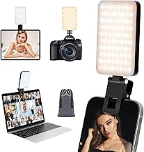 RealPlus Phone Light, Selfie Light for Phone Clip On 2000mAh with 80 LEDs & 5 Colors for Phone, Tablet, Laptop, Zoom Meeting, Makeup, Video (Dark Black)