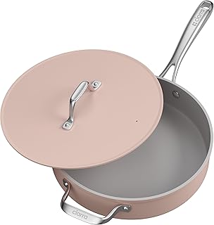 CIARRA Beyond Cookware Nonstick Saute Pan, Non Toxic Deep Saute Pan 28cm PTFE&PFOA Free, Oven Safe, Compatible with All Stovetops, Pink