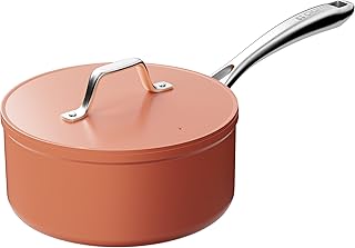 CIARRA Beyond Ceramic Induction Cooking Pot 20 cm with Lid 2.8 L Sauces and Simmer Pot Milk Pot Meat Pot Vegetable Pot with Non-Stick Coating Suitable for Induction Cookers Oven Safe Orange