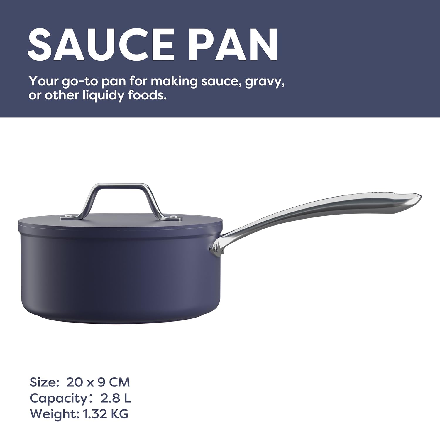 Ciarra Beyond Cookware Nonstick Saute Pan with Lid, Non Toxic Deep Sauce Pan 20cm PTFE&PFOA Free, Oven Safe, Compatible with All Stovetops, Blue-1