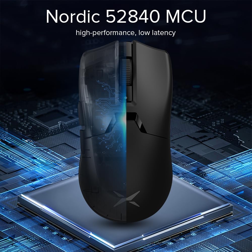 DeLUX M800Ultra Wireless Gaming Mouse, 55g Lightweight, Nordic 52840 MCU, 1000Hz Polling Rate, PAW3395 Sensor 26000DPI, Up to 120 Hrs Battery Life, Tri-Mode, Huano Switches (Black - 600mAh)-4