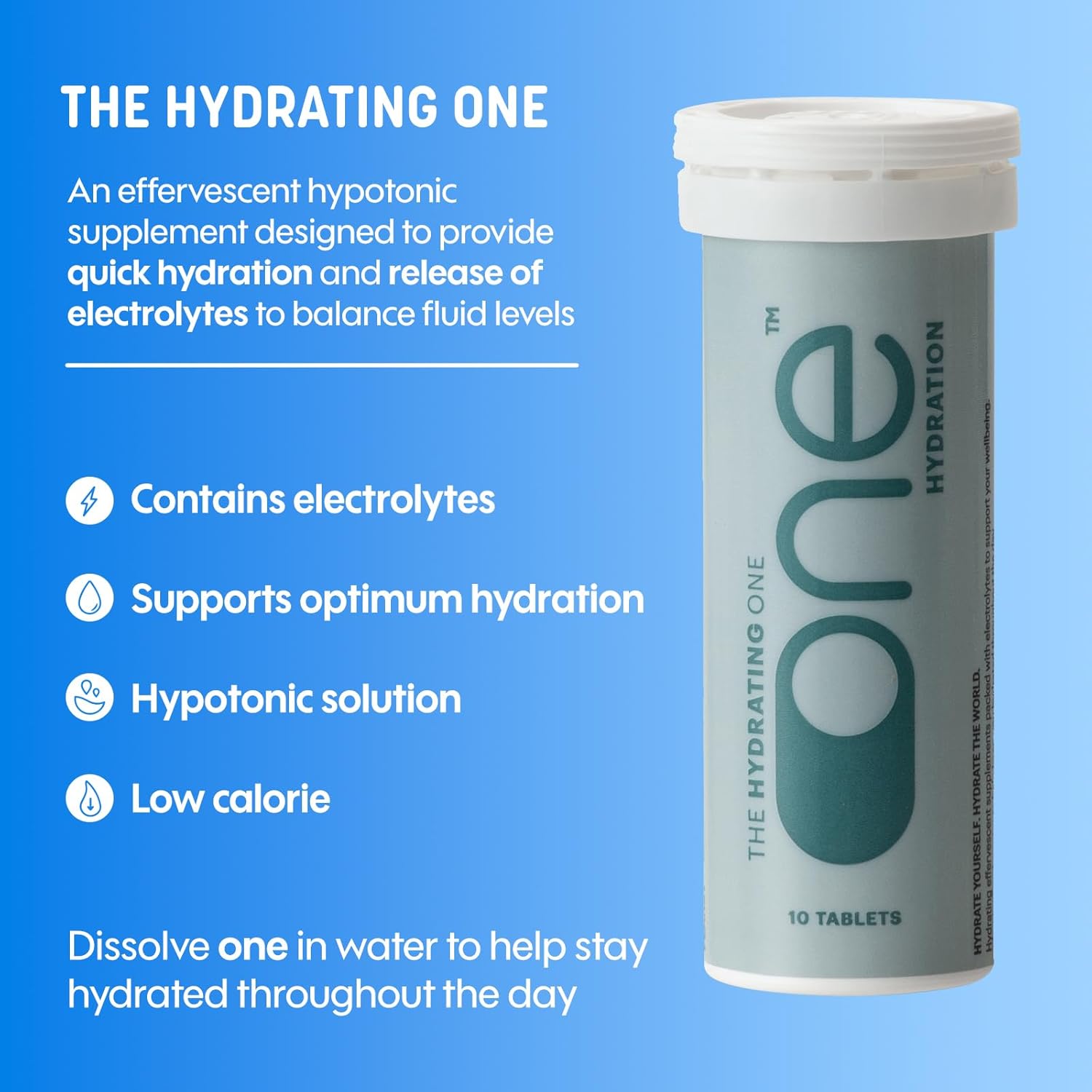 ONE Hydration Effervescent Electrolyte Tablets, 20x Dissolvable Tablets - Potassium, Sodium - Low Calorie, 12 kcals per Tablet - 20 Hydrating Energy Tablets - Caffeine Free - 2X Packs of 10-1