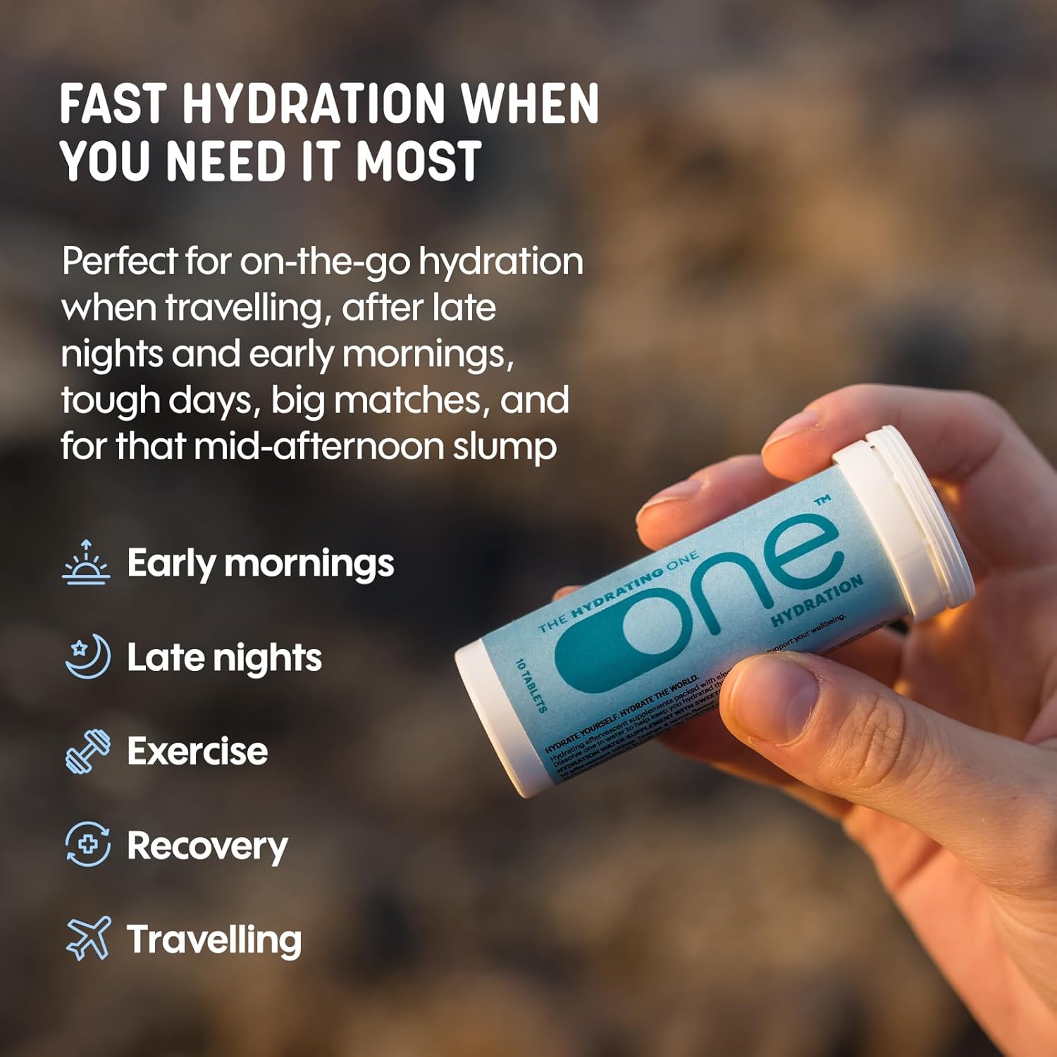 ONE Hydration Effervescent Electrolyte Tablets, 20x Dissolvable Tablets - Potassium, Sodium - Low Calorie, 12 kcals per Tablet - 20 Hydrating Energy Tablets - Caffeine Free - 2X Packs of 10-3