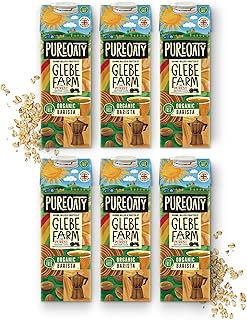 Glebe Farm PureOaty Organic Barista Oat Milk | Vegan Oat Milk | Gluten-Free Oat Milk, Vegan Coffee Creamer & High Protein Plant Milk with Calcium & Vitamin B12, Non-Dairy, Dairy Free Milk (1L 6-Pack)